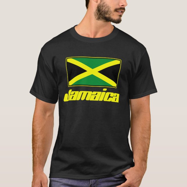 Jamaika-T - Shirts (Schwarzes mit Jamaika-Flagge) (Vorderseite)
