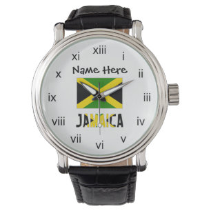 Jamaika und die jamaikanische Flagge mit deinem Na Armbanduhr