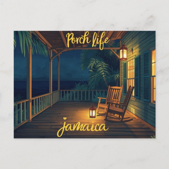 Jamaika Veranda Leben Abend  Postkarte (Vorderseite)