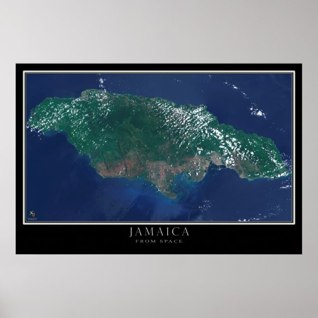 Jamaika von Space Satellite Map Poster (Vorne)
