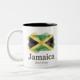 Jamaika-Wasserfarbenflagge | Karibisches Erbe Zweifarbige Tasse