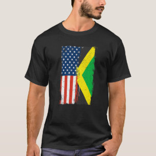Jamaikaner Roots Usa Flaggenerbe Hälfte Jamaica Am T-Shirt