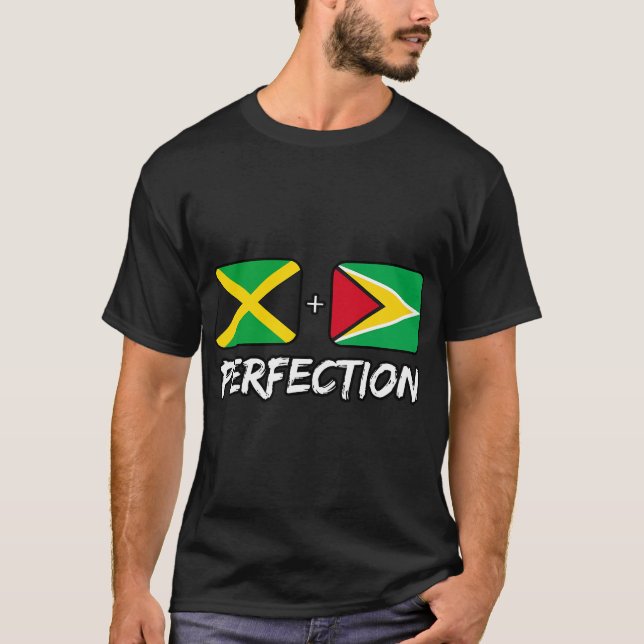 Jamaikaner und Guyaner Perfection Mix DNA Flag Her T-Shirt (Vorderseite)