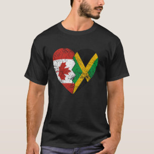 Jamaikanisch Kanadische Flaggen Herz Kanada Jamaik T-Shirt