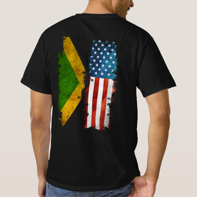 Jamaikanische amerikanische Flagge Jamaika USA T-Shirt (Rückseite)