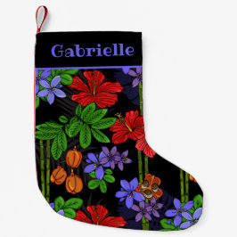 Jamaikanische Blumen und Früchte gemustert Kleiner Weihnachtsstrumpf
