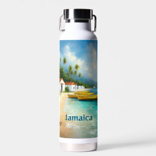 Jamaikanische Fischerhütten am Meeresufer Trinkflasche