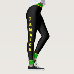 Jamaikanische Flag-Farben: Vertikale Text-Down-Leg Leggings