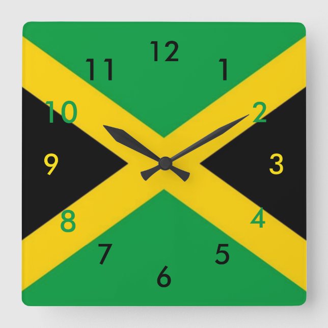 jamaikanische Flag-Uhr Quadratische Wanduhr (Vorderseite)