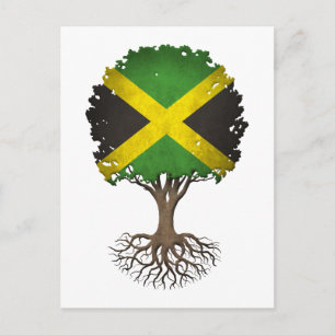 Jamaikanische Flagge Baum des Lebens Anpassbar Postkarte