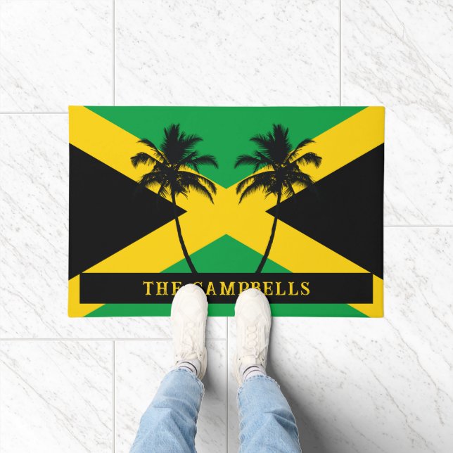 Jamaikanische Flagge Familienname Fußmatte (Indoor)