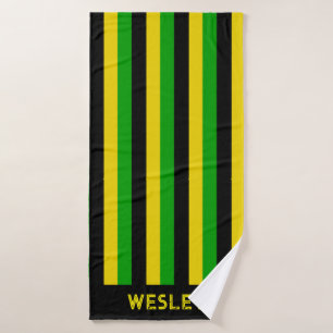 jamaikanische Flagge gefärbt Schwarz Gelb Grün Str Badehandtuch