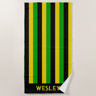 Jamaikanische Flagge in Schwarz Gelb Grün Gestreif Strandtuch