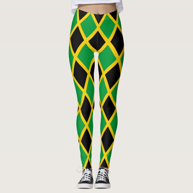 Jamaikanische Flagge mit Ziegeln gedeckt Leggings (Vorderseite)