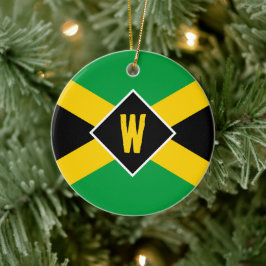 Jamaikanische Flagge Monogramm Weihnachten Keramik Ornament