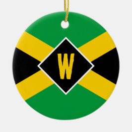 Jamaikanische Flagge Monogramm Weihnachten Keramik Ornament