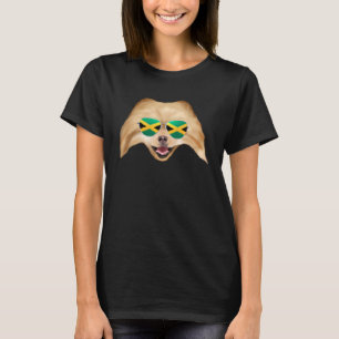 Jamaikanische Flagge Pomeranian Hund Jamaika Tasch T-Shirt