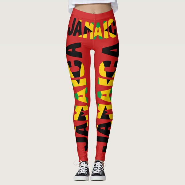 Jamaikanische Flagge Rote Leggings (Vorderseite)