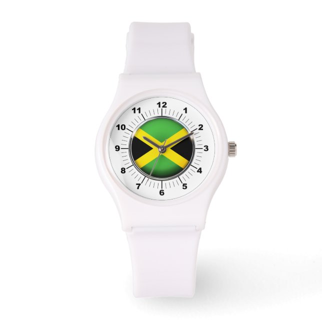 Jamaikanische Flagge Sporty White Silicon Watch Armbanduhr (Vorderseite)