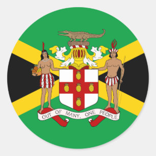 jamaikanische Flagge & Wappen, Flagge Jamaikas Runder Aufkleber