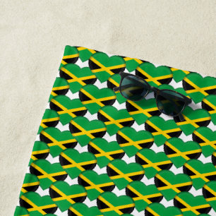 Jamaikanische Flaggenfarben hören Patriotic Strandtuch