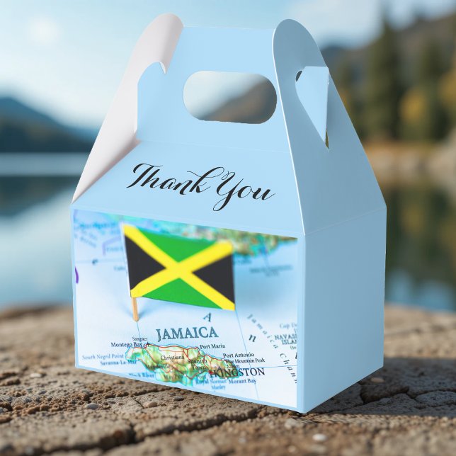 Jamaikanische Flaggeninsel Jamaika Karte Blau Dank Geschenkschachtel (Jamaican Flag Island Jamaica Map Blue Thank You Favor Boxes
)
