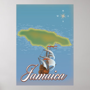 Jamaikanische Reiselandkarte Poster