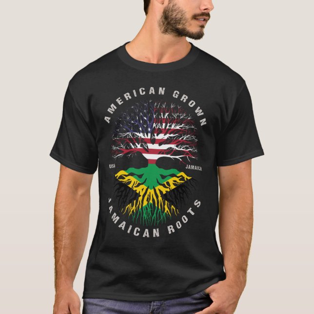 Jamaikanische Roots-Jamaika-Flagge T-Shirt (Vorderseite)