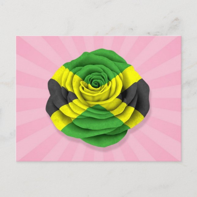 jamaikanische Rose-Flagge in Rosa Postkarte (Vorderseite)