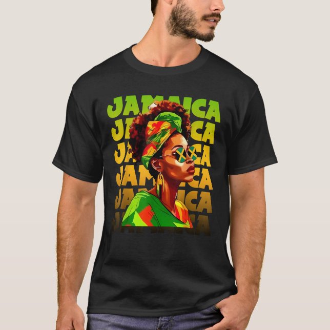 Jamaikanische Schwarze Melanin Jamaican Girl Afro  T-Shirt (Vorderseite)