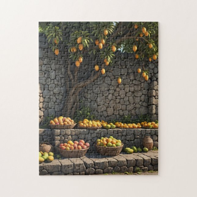 jamaikanische Straße Mango-Stand Puzzle (Vertikal)