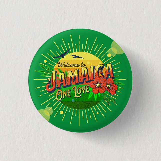 Jamaikanische Touristen Willkommen Button (Vorderseite)