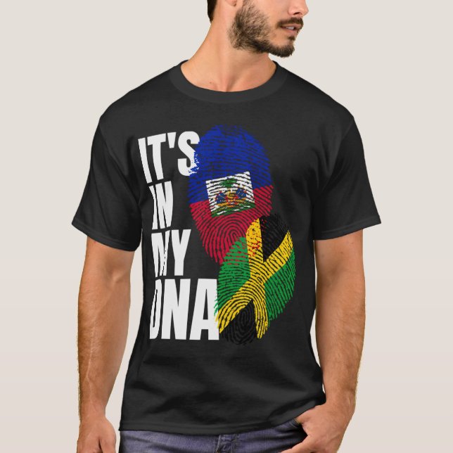 jamaikanische und haitianische Mix-Fahne DNA-Herit T-Shirt (Vorderseite)