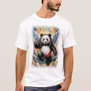 Jamaikanischer Engel-Panda auf Schwarz T-Shirt