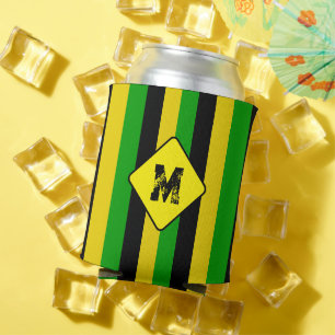 Jamaikanischer Flag gefärbter Monogram Beer Dosenkühler