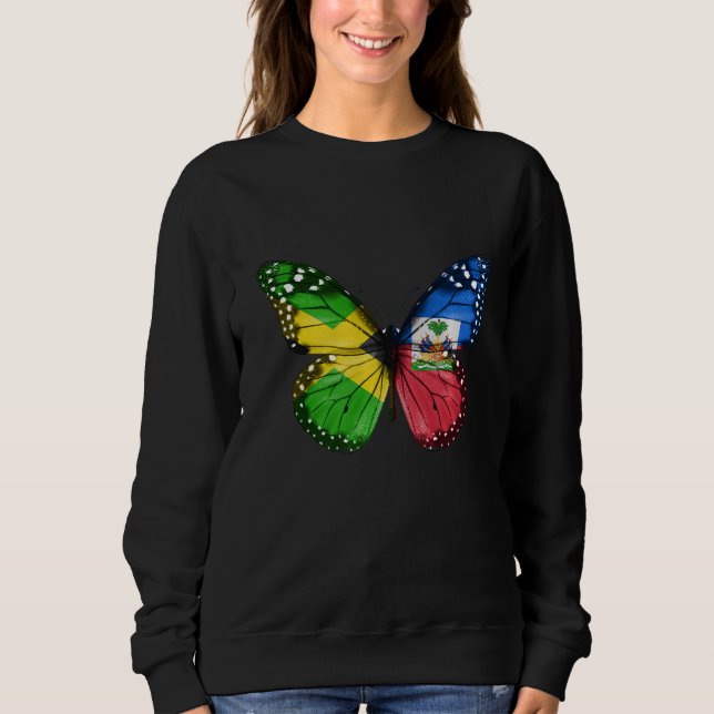 Jamaikanischer Haitianischer Flag Butterfly Sweatshirt (Vorderseite)