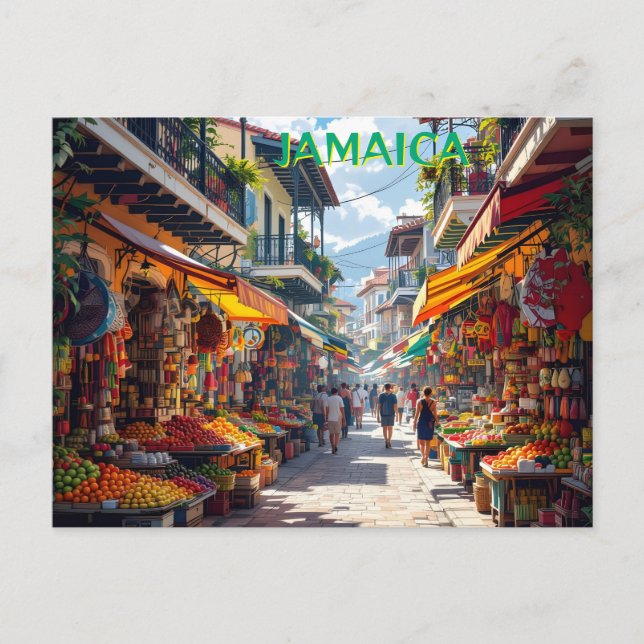 Jamaikanischer Marktplatz Postkarte (Vorderseite)