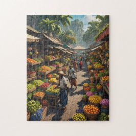 Jamaikanischer Outdoor-Obstmarkt farbenfroh intere Puzzle