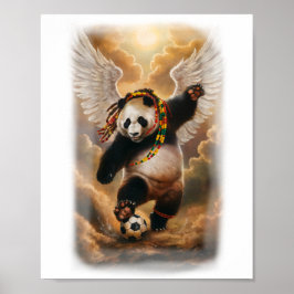 Jamaikanischer Panda spielt Fußball auf einem Poster