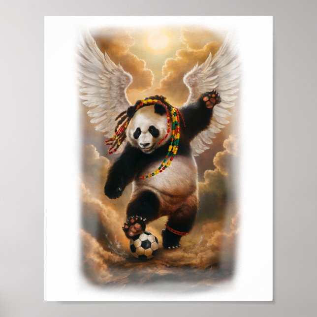 Jamaikanischer Panda spielt Fußball auf einem  Poster (Vorne)