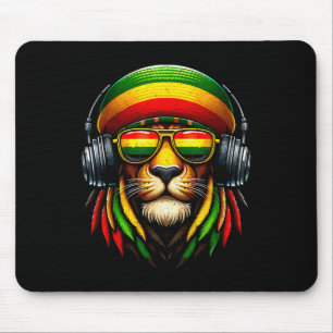 Jamaikanischer Pride Rasta Reggae Lion mit Musik-H Mousepad