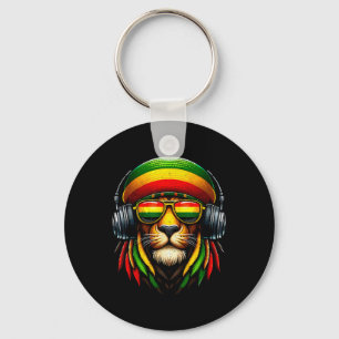 Jamaikanischer Pride Rasta Reggae Lion mit Musik-H Schlüsselanhänger