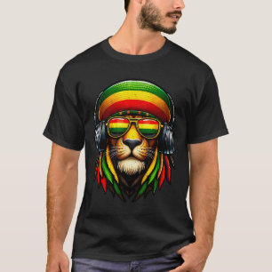 Jamaikanischer Pride Rasta Reggae Lion mit Musik-H T-Shirt