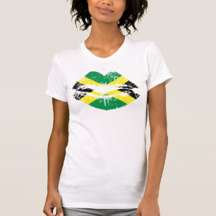 Jamaikanischer T - Shirt für Damen. Weiße kurze