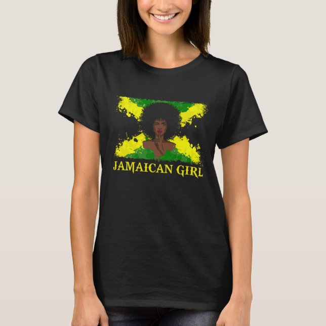 Jamaikanischer T - Shirt Jamaica Afro Girl Pri (Vorderseite)