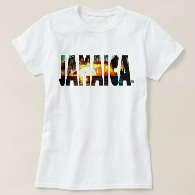 Jamaikanischer T - Shirt Jamaika-Sonnenuntergangs (Design vorne)