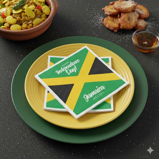 Jamaikanischer Unabhängigkeitstag Jamaikanische Na Serviette (Jamaican Independence Day Jamaica Flag Paper Dinner Napkins Cover Photo)