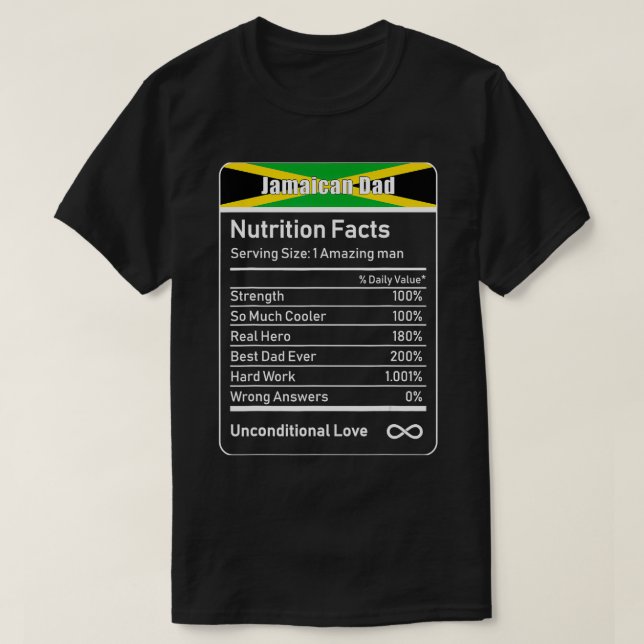 Jamaikanischer Vater Nutrition Facts Fathers Day T-Shirt (Design vorne)