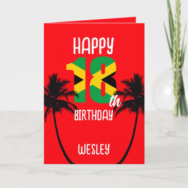 Jamaikanisches Glück zum 18. Geburtstag Karte (Vorderseite)