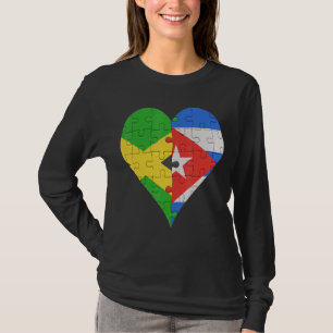 jamaikanisches kubanisches Flaggenherz T-Shirt